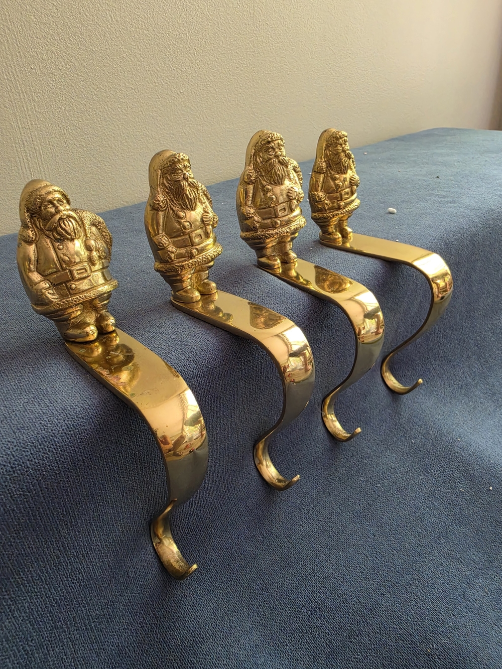 Brass Santa Stocking Holders Set of 4
